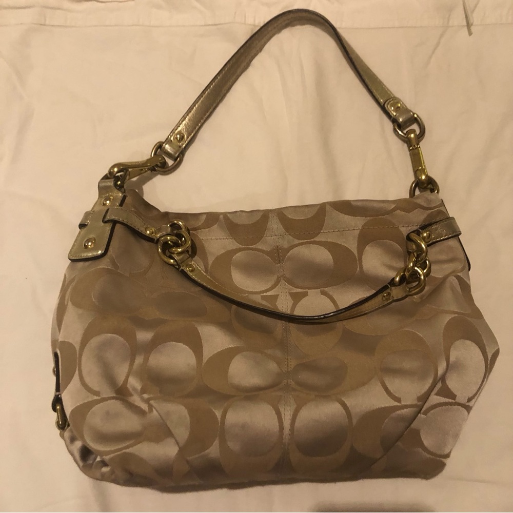 Coach Hobo Brown Gold Metallic Buckle medium Shoulder Bag Y2K Vintage 90s